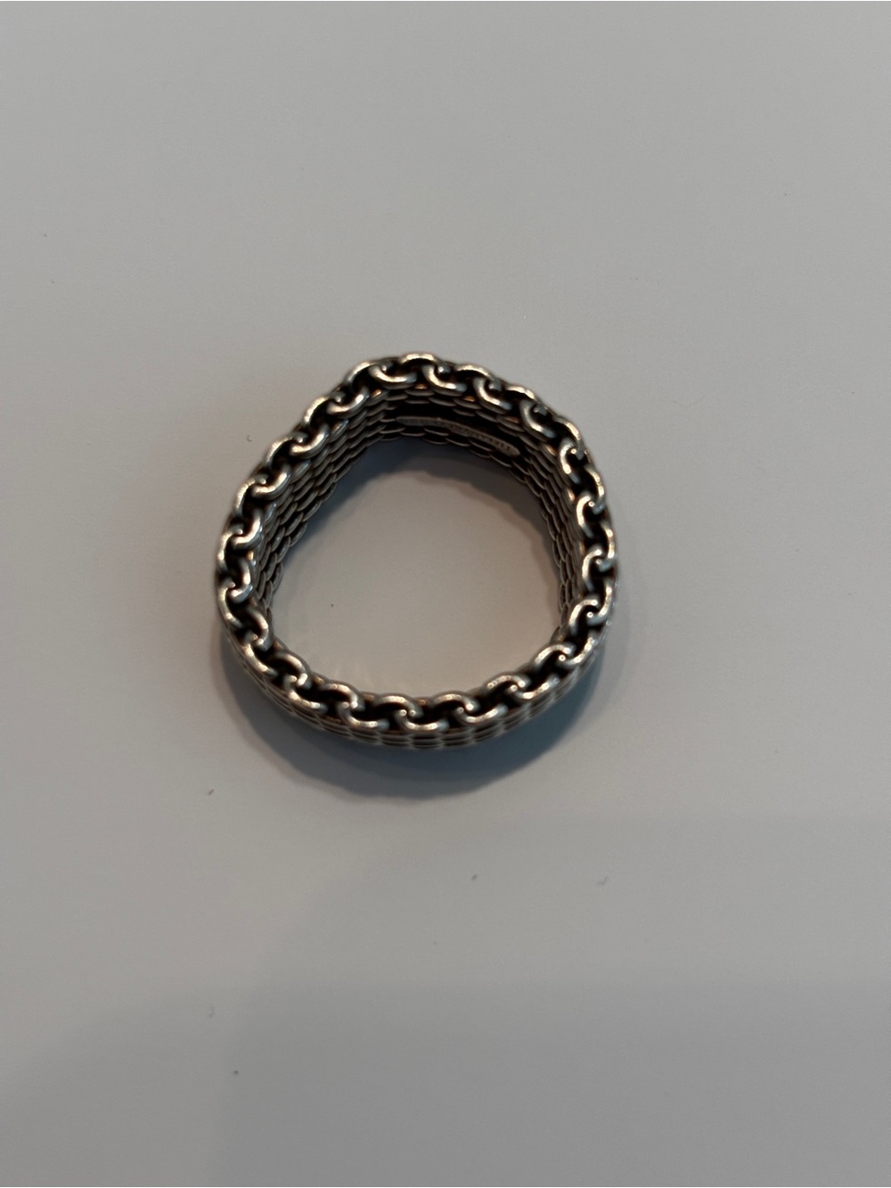 Tiffany & Co. Mesh Somerset Mesh Chain Link Sterling Silver Stretch Ring